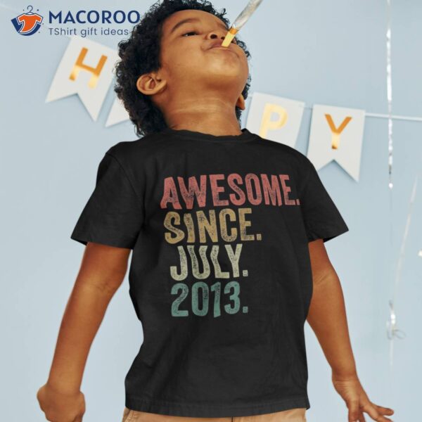 Funny 10th Birthday Gift 10 Year Old Awesome Since July 2013 Shirt