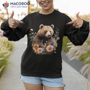 funny animal bear flowers watercoloured shirt sweatshirt 1