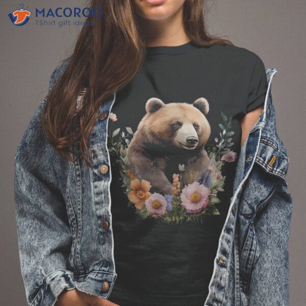 Funny Animal Bear Flowers Watercoloured Shirt