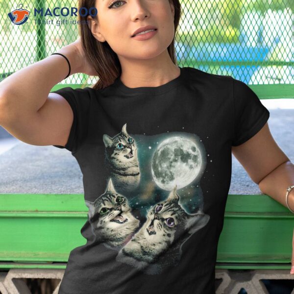 Funny Cat Shirt | Three Moon 3 Wolfs Cute Kitten Graphic