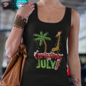 funny christmas in july shirt santa giraffe palm tree xmas tank top 4