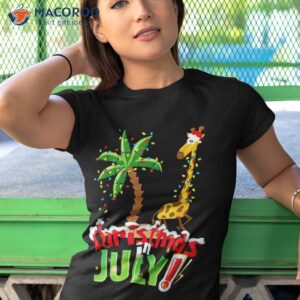 funny christmas in july shirt santa giraffe palm tree xmas tshirt 1