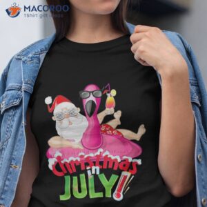 funny christmas in july shirt summer flamingo float xmas tshirt