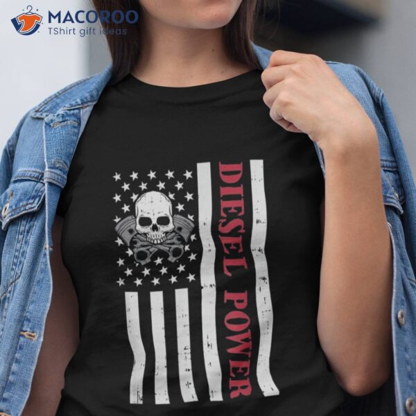 Funny Diesel Mechanic Motorcycle American Power Flag Shirt