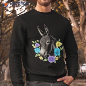 funny donkey with flowers design shirt sweatshirt