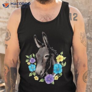 funny donkey with flowers design shirt tank top