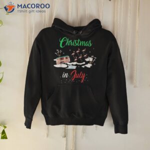 funny flamingo pink retro camping car christmas in july shirt hoodie