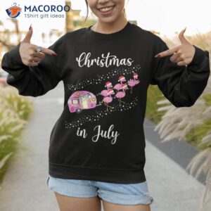 funny flamingo pink retro camping car christmas in july shirt sweatshirt 2