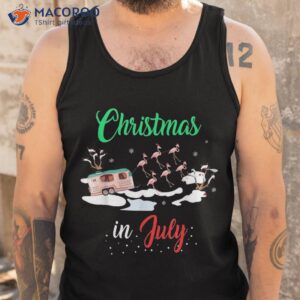 funny flamingo pink retro camping car christmas in july shirt tank top