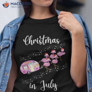 funny flamingo pink retro camping car christmas in july shirt tshirt 2