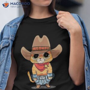 funny meowdy orange tabby cat cowboy hat meow howdy shirt tshirt