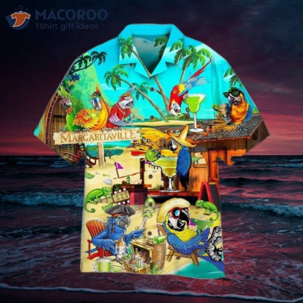 Funny Parrot In Summer Beach Party Hawaiian Shirt