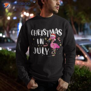 funny pink flamingo in santa hat christmas july shirt sweatshirt