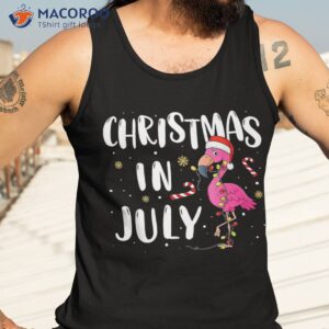 funny pink flamingo in santa hat christmas july shirt tank top 3