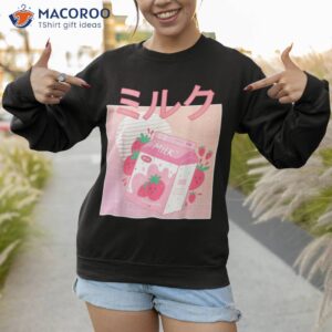 funny retro 90s japanese kawaii strawberry milk shake carton shirt sweatshirt 1