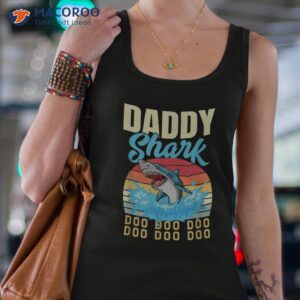 funny retro fathers day dad shark daddy shirt tank top 4