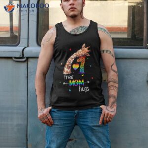 gay lgbt free mom hugs tshirt rainbow giraffe heart pride shirt tank top 2