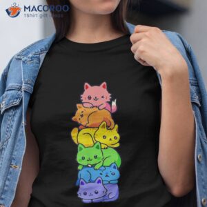 gay pride cat lgbt cute kawaii cats pile anime rainbow flag shirt tshirt