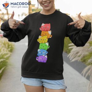 gay pride cat lgbt kawaii cats pile cute anime rainbow flag shirt sweatshirt