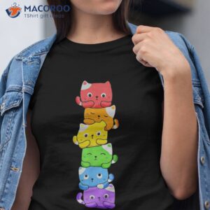 Gay Pride Cat Lgbt Kawaii Cats Pile Cute Anime Rainbow Flag Shirt