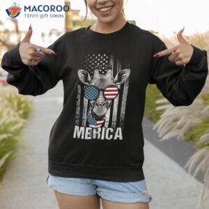 giraffe sunglasses funny animal love american flag patriotic shirt sweatshirt