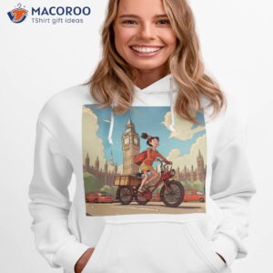 girl on bicycle in westminster london shirt hoodie 1