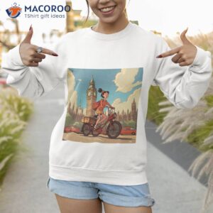 girl on bicycle in westminster london shirt sweatshirt 1