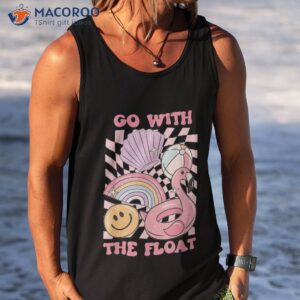 go with the float flamingo pool summer vacation shirt tank top