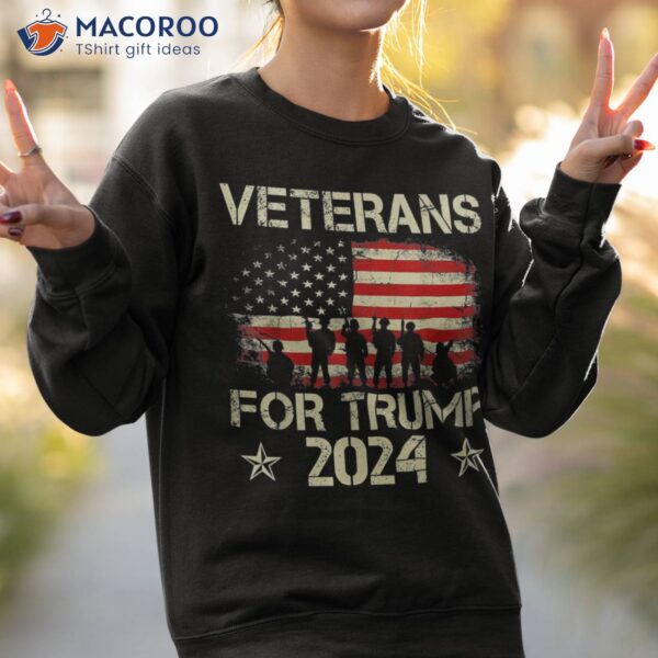 Grandpa Veterans For Trump 2024 American Flag 4th Of July Shirt