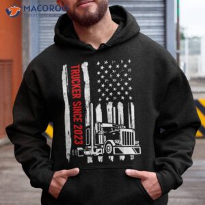 greatest trucker since 2023 truck driver usa american flag shirt hoodie