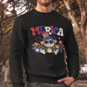 groovy merica monkey sunglasses usa flag funny 4th of july shirt sweatshirt