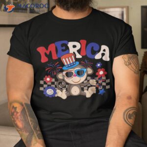 groovy merica monkey sunglasses usa flag funny 4th of july shirt tshirt