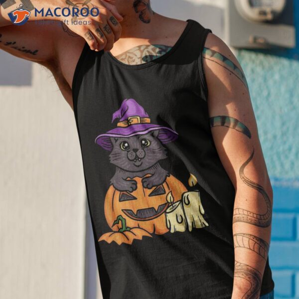 Halloween Cat Tshirt, Cute Tee, Spooky Shirt