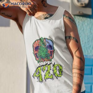 happy 420 american flag skull and plant shirt tank top 1