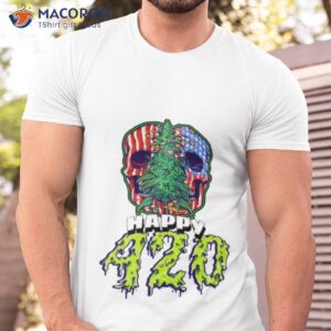 happy 420 american flag skull and plant shirt tshirt