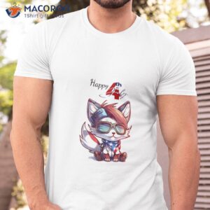 happy 4th of july american flag cat design t shirt tshirt