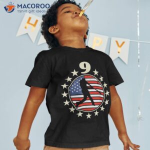 Happy 9 Birthday Year Old Us Flag Baseball Shirt