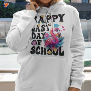 happy last day of school teacher groovy flamingo rainbow shirt hoodie