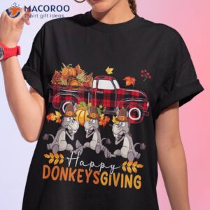 happy thanksgiving donkeys three cute farm pickup shirt tshirt 1