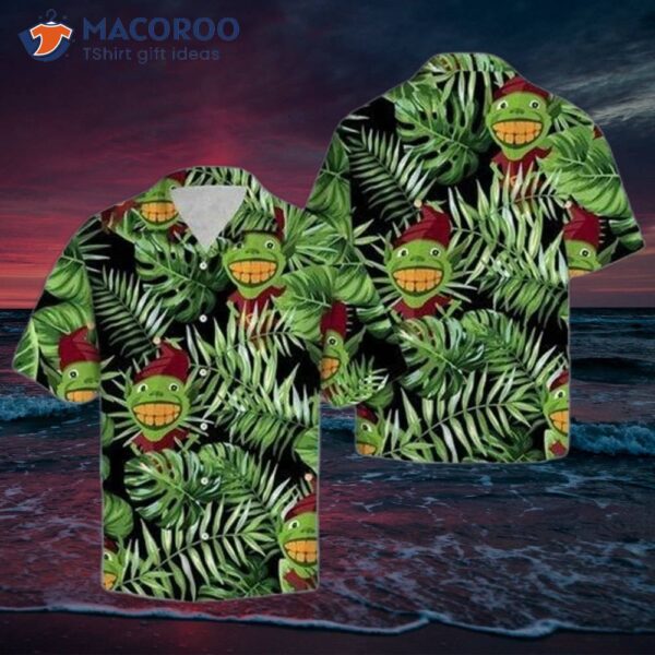 Hawaiian Shirts For Men Frog Character Movie Green Tropical Grinck Sleeve Mens Beach