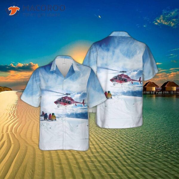 Heli-skiing Bell 407 Helicopter Hawaiian Shirt