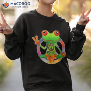 hippie frog peace sign yoga frogs hippies 70s shirt sweatshirt 2