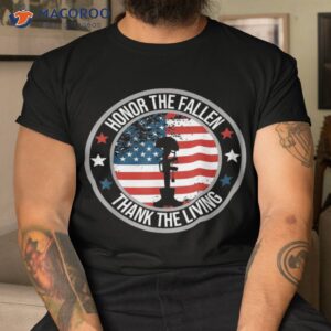 honor the fallen thank living memorial day veteran flag shirt tshirt