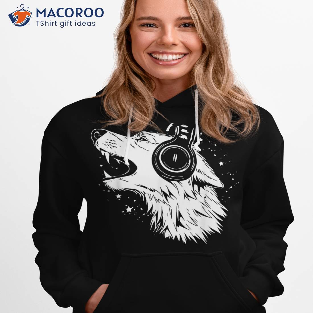 Howling Wolf Wearing Headphones Shirt Howling Wolf Wearing Headphones Shirt