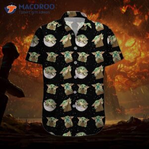 huntfami cute green baby alien with space ship hawaiian shirt 1