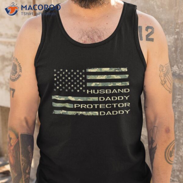 Husband Daddy Protector Hero Gifts Funny Fathers Day Shirt