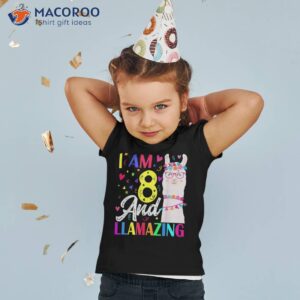 i am 8 years old and llamazing llama 8th birthday shirt tshirt 2