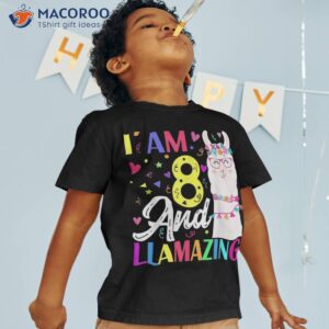 i am 8 years old and llamazing llama 8th birthday shirt tshirt