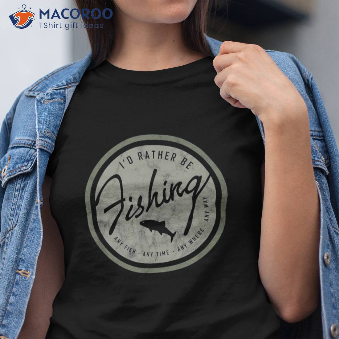 I’d Rather Be Fishing Shirt, Retro Distressed Tee Olive I’d Rather Be Fishing Shirt, Retro Distressed Tee Olive