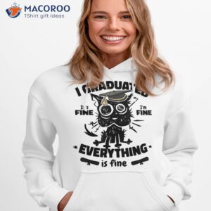 i graduated graduate class 2023 funny black cat graduation shirt hoodie 1